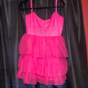 Pink Ruffled Tiered Babydoll Dress